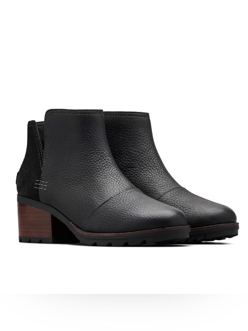 SOREL Cate Cut-Out  Waterproof Leather Suede Black Block Heel Chelsea Boot 8